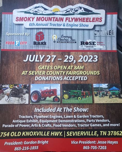 Florida flywheelers 2023 schedule. 09/07/2023. Aug 7, 2022. #1. The Florida Flywheeler's invite you to our 35th Annual Antique Engine & Tractor “SWAP MEET” January 18-19-20-21, 2023. Vendors, exhibitors and campers will only be allowed on the grounds one week in advance of this “event” 8am to 6pm, so arrive early for a prime location. **NOTICE** The vendor, exhibitor ... 