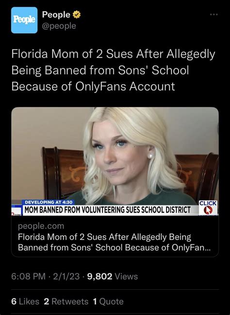 Florida mom sues school district. Feb 2, 2023 · OnlyFans mom sues school district over volunteering, seeks $100K ... Victoria Triece claims in her lawsuit Orange County Public Schools in Florida violated her right to privacy and she wants a ... 