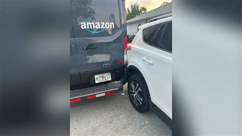 Florida woman's car totaled in her driveway by Amazon driver