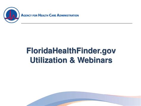 Floridahealthfinder gov. Our Team and Purpose. This project was established per Florida Statutes, 408.05, and directs the Agencys Florida Center to collect, compile, coordinate, analyze, index, and disseminate health-related data and statistics. The Agency partners with the Health Care Cost Institute, under contract EXD067 to collect and aggregate health care claims ... 