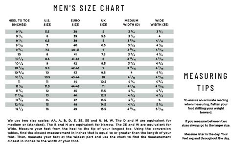Florsheim Shoe Width Chart
