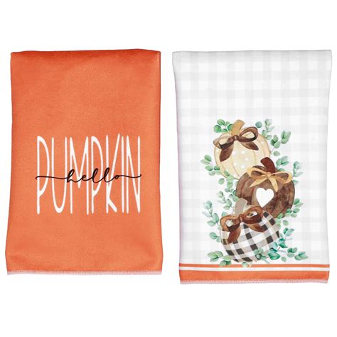 Flour Sack Towel Set Pumpkin and Spice Autumn Thanksgiving