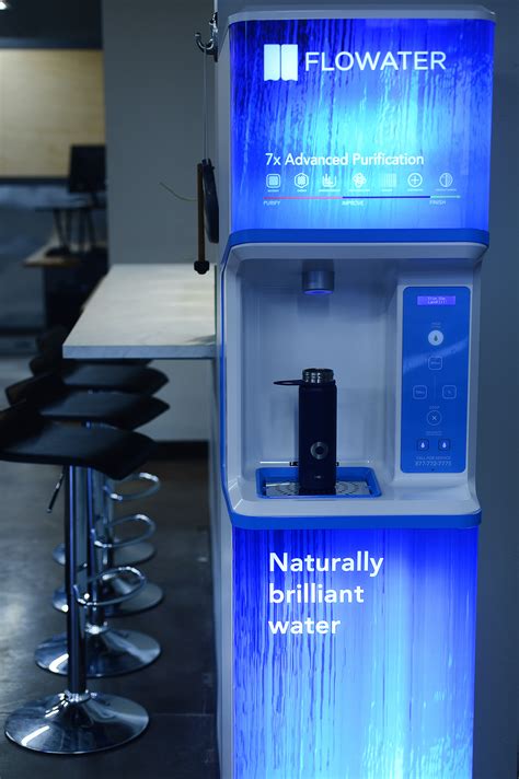 Flowater. FloWater Refill Stations have been designed for maximum hygiene and sanitization: Soft-touch buttons that are flat and can be easily cleaned and wiped free of contaminants with disinfecting wipes. A large fill area with a fully recessed dispensing nozzle with no bottle contact, eliminating cross-contamination from bottle to bottle. 