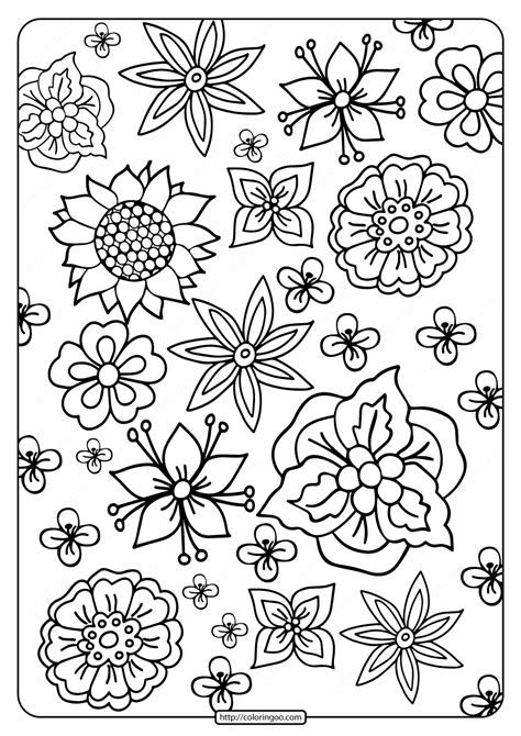 Flower Drawings To Color