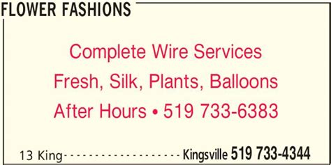 Flower Fashions - Opening Hours - 13 King St, Kingsville, ON