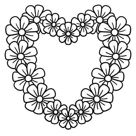 Flower Heart Coloring Pages