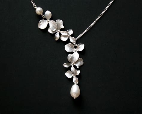 Flower Pearl Necklace Silver - Etsy Hong Kong