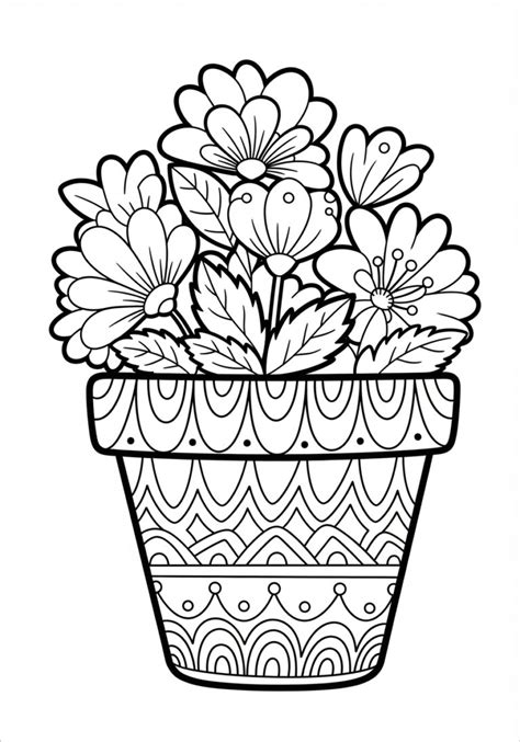Flower Pot Coloring Sheets