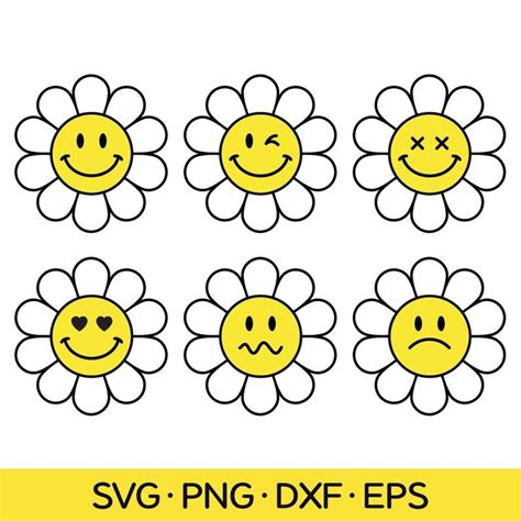 Flower Smiley Face Sticker - Etsy