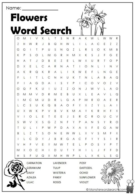 Flower Word Search - Science Notes and Projects