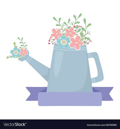 Flower and leaves inside watering can design Vector Image
