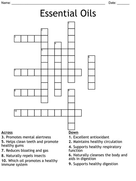 Flower oil crossword. Rose oil (Var.) is a crossword puzzle clue. A crossword puzzle clue. Find the answer at Crossword Tracker. Tip: Use ? for unknown answer letters, ex: UNKNO?N ... Essential oil from flowers (Var.) Flower extract: Var. Recent usage in crossword puzzles: Pat Sajak Code Letter - Dec. 26, 2008; 