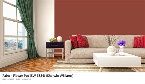These are the closest paint color matches to Flower Pot by Sherwin-Williams from Behr, Benjamin Moore, Farrow & Ball, PPG, Valspar Search Paints ... Popular Paints ; Paints Matching "Flower Pot" by Sherwin-Williams. Paint Name: Flower Pot. Manufacturer Number: SW-6334. RGB: 143, 68, 56. Order Paint Sample . Closest Paint Matches. …. 