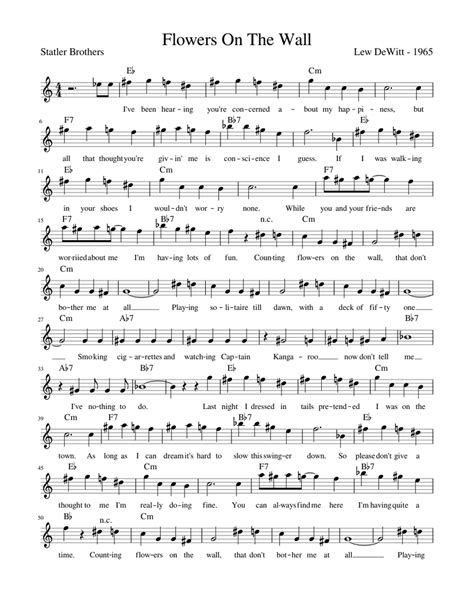 Flowers On The Wall Sheet music for Piano (Solo)