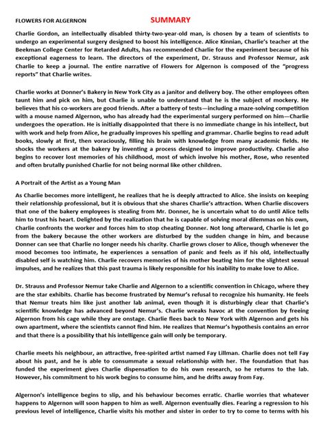 Flowers for algernon summary report 15