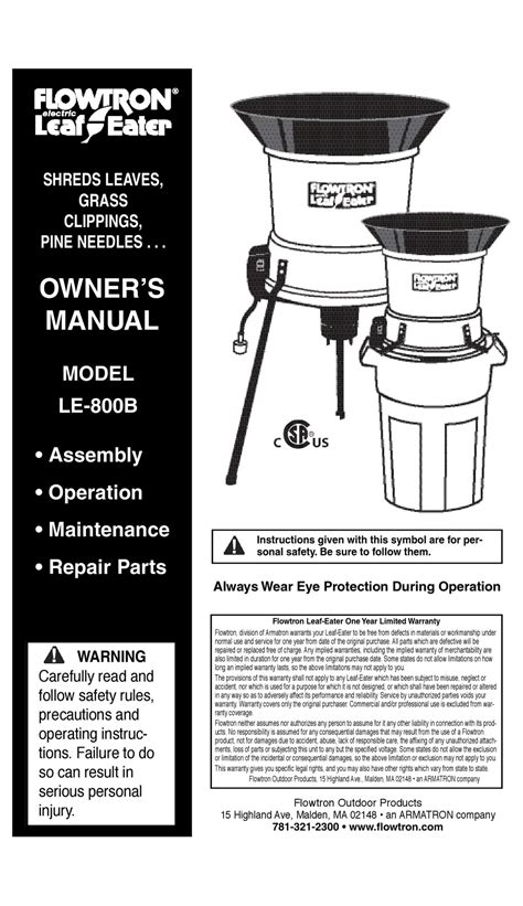 Flowtron Leaf Eater LE-800B Owner