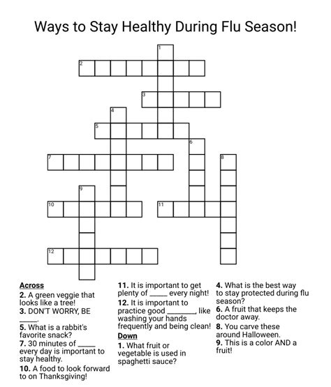 Flu Season - Crossword Puzzle