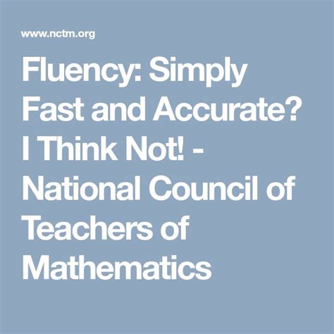 Fluency: Simply Fast and Accurate? I Think Not! - National Council …