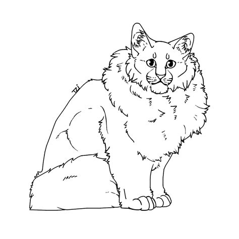 Fluffy Cat Lineart