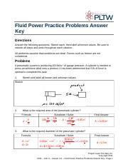 Fluid Power Practice Problems Answer Key