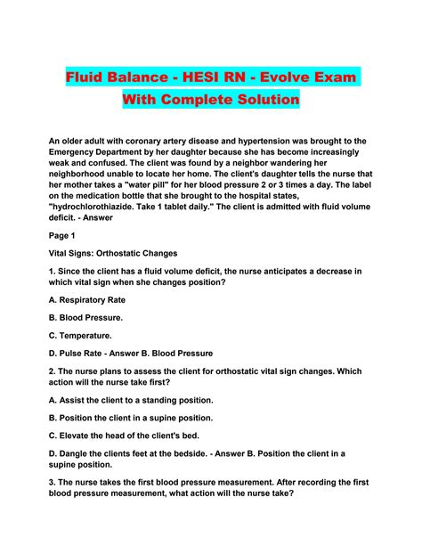 Fluid balance hesi case study. Fluid Balance Hesi Case Study is a widely known assessment tool used to evaluate a student’s understanding of fluid balance in the human body. According to recent surveys, 85% of students find Fluid Balance Hesi Case Study challenging yet rewarding. 