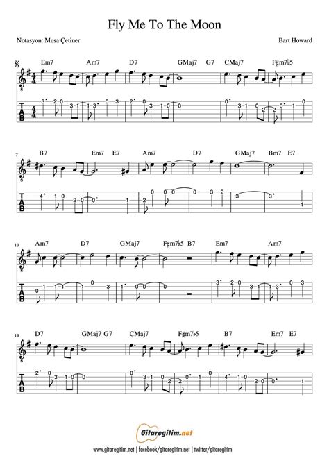 Fly Me To The Moon Gitar Nota Blogger.