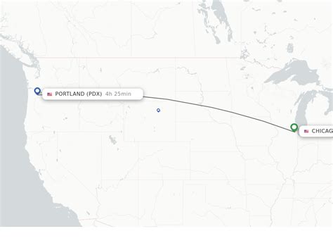 All flight schedules from Portland International , Oregon , USA to Chicago Ohare International , Illinois , USA . This route is operated by 3 airline (s), and the flight time is 4 hours and 44 minutes. The distance is 1744 miles.. 