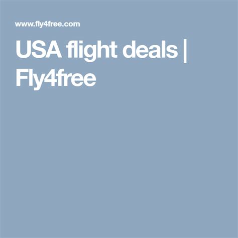 Fly for free flight deals - Fly4free