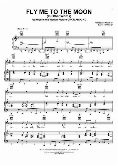 Fly me to the moon piano. Fly Me to the Moon By Frank Sinatra - Digital Sheet Music. Price: $5.99. or 1 Pro Credit. Pro Credits included with Musicnotes Pro Learn More. Includes 1 print + interactive copy with lifetime access in our free apps. … 