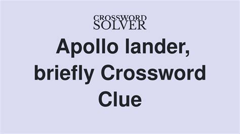 Flyer Associated With Apollo Crossword Clue, Puzzle and Solver ...