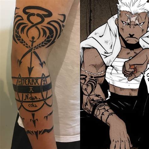 Fmab scar tattoo. If he has the materials and the knowledge he can transmute, so the tattoos are really powerful and were thoroughly researched by Scar's brother for a good reason. What Kurtzysa said. From what I can tell unlike Kim or Roy's tattoo/visible circle they use, his is more general, while their's is specialized for amplified combustion. 