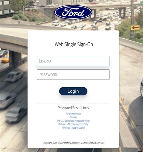 Ford Motor Company dealer login page. Enter your userid and password to login. Salaried employees can login using their CDS ID and password. Password assistance .... 