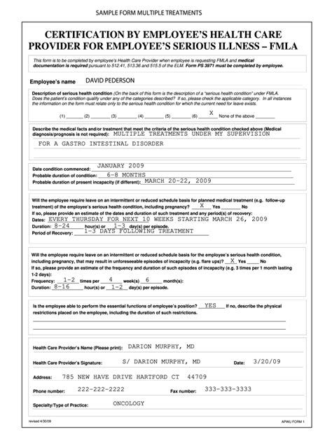 Fmla Form Filled Out Example Fill Out and Sign Printable PDF Template