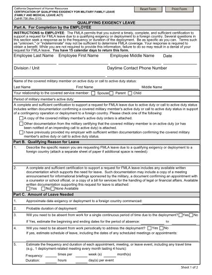 Fmla Forms Calhr Universal Network