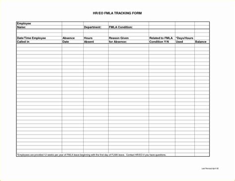 Fmla Tracking Spreadsheet For Fmla Leave