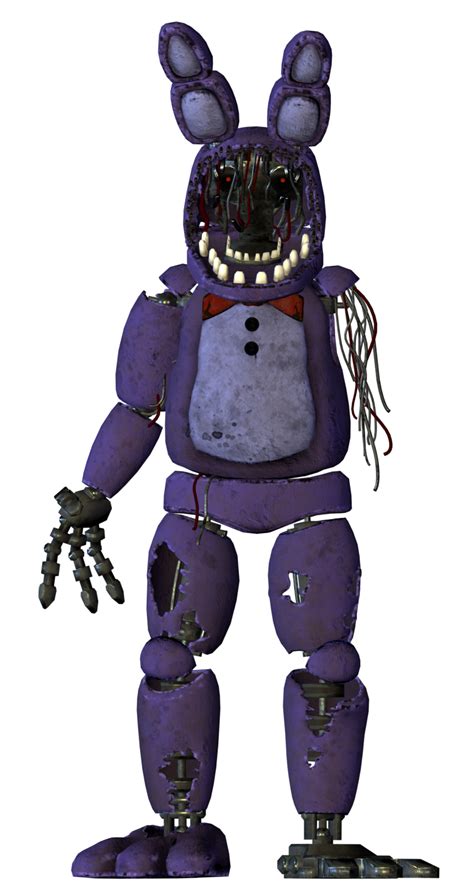 Fnaf old bonnie. Known as: Bonnie, Withered Bonnie, Old Bonnie Gender: Male Description: Bonnie seems to be in sevre disrepair. His face and his left arm are missing. He can be seen with his bow tie clipping through his bottom jaw as seen in the custom night menu, the Main Hall (CAM 07), the office hallway, and the 'Thank you' image seen on scottgames.com. 