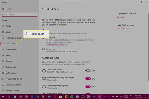 Focus Assist How to Set Up Quiet Hours On Windows 10