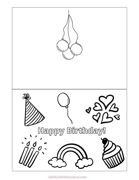 Foldable Birthday Card Coloring Page
