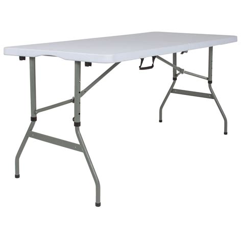 Foldable table lowes. 2 Adjustable Heights: The picnic table features adjustable legs, easily lifted and securely positioned at two different heights (29.5-inch and 41.5-inch) using a convenient knob. Spacious Tabletop with Umbrella Hole: The 66.5-inch x 20-inch wooden tabletop provides ample space for snacks and beverages, with a smooth surface that's easy to clean. 