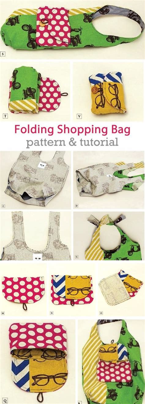 Folding Shopping Bag and Pouch. DIY Tutorial Pattern DIY Tutorial