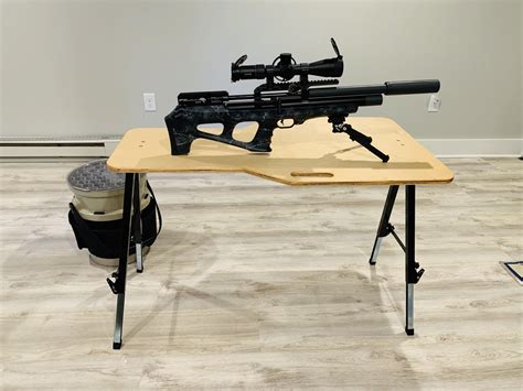 Folding shooting bench. The Caldwell® Stable Table ® is purpose-built to be the finest value-priced shooting bench in the market. The tripod design is more rigid and has fewer joints than folding-style benches and is appropriate for a wide variety of shooting conditions and disciplines. A bolt in the base allows position adjustment of a single leg, aligning the ... 