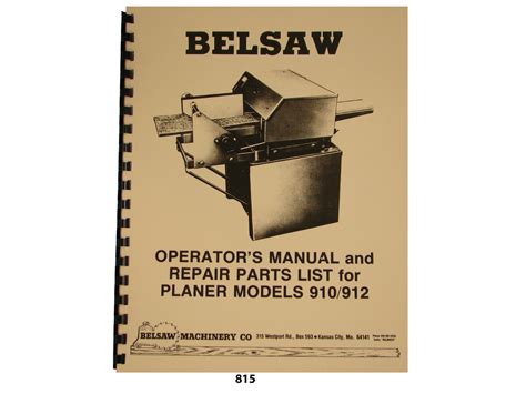 Foley belsaw 12 model 910 912 planermolder operators manual parts list. - Manuale del pulitore della moquette hoover.