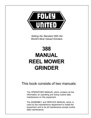 Foley reel grinder model 388 operator manual. - John deere 545 round baler workshop manual.