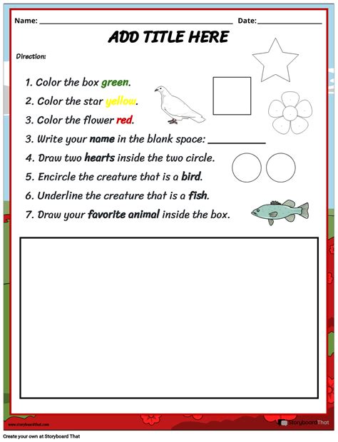 Following Simple Written Directions Worksheet Worksheets Library