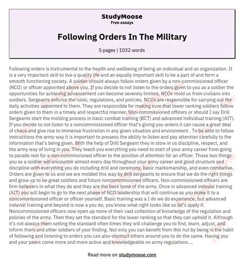 Following orders in the military