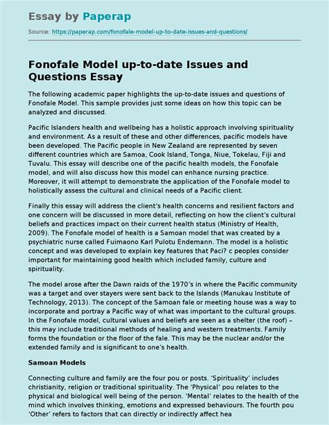 Fonofale Model up-to-date Issues and Questions - PaperAp.com