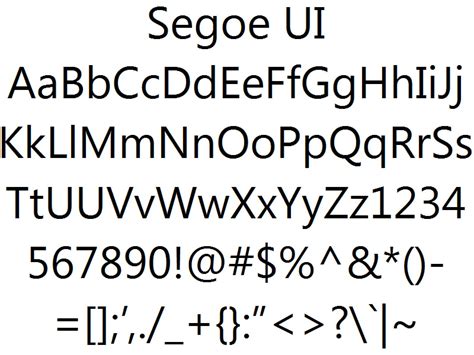 Font Alphabet Styles Segoe UI