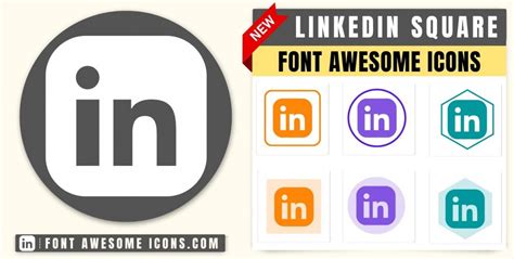 Font Awesome linkedin square Icon HTML, CSS Class fa fa linkedin