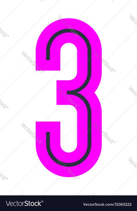 Font for your design number three in simple style Vector Image