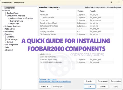 Foobar2000 dsp.  The components support Pages in category "Foobar2000 DSP co...
